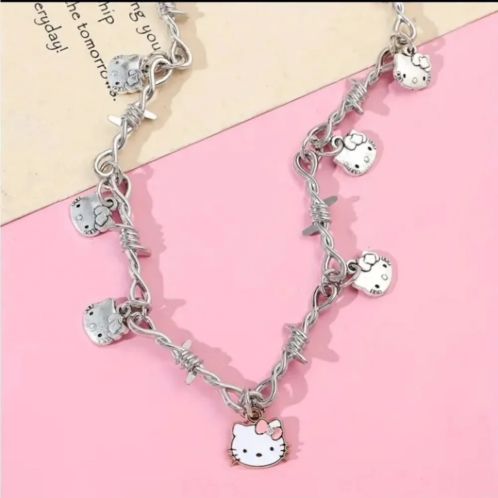 Silver Plated Hello Kitty Charm Necklace